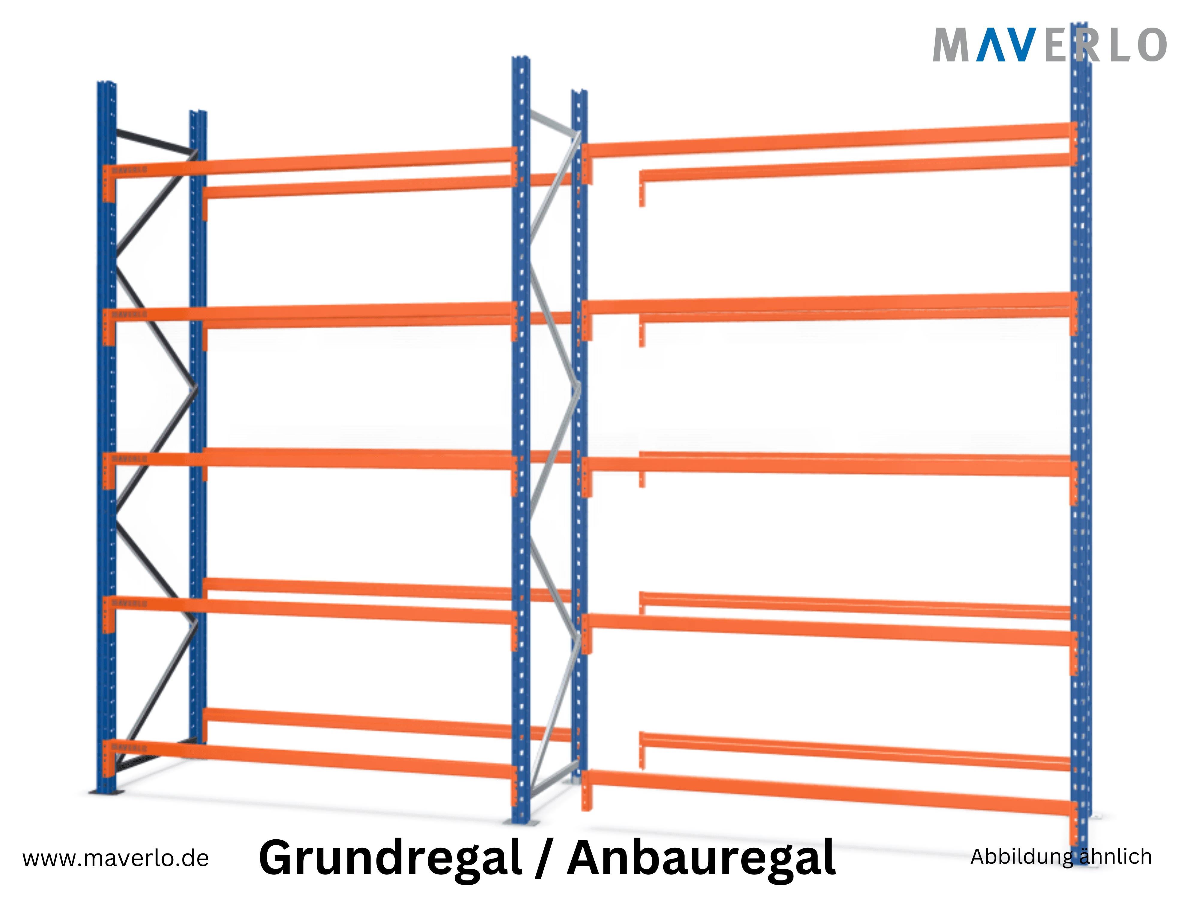 Weitspannregal Grundregal und Anbauregal von MAVERLO mit stabiler Konstruktion und flexiblen Regalböden, ideal für Werkstätten, Lagerhäuser und Einzelhandelsgeschäfte, hohe Belastbarkeit und vielseitige Einsatzmöglichkeiten